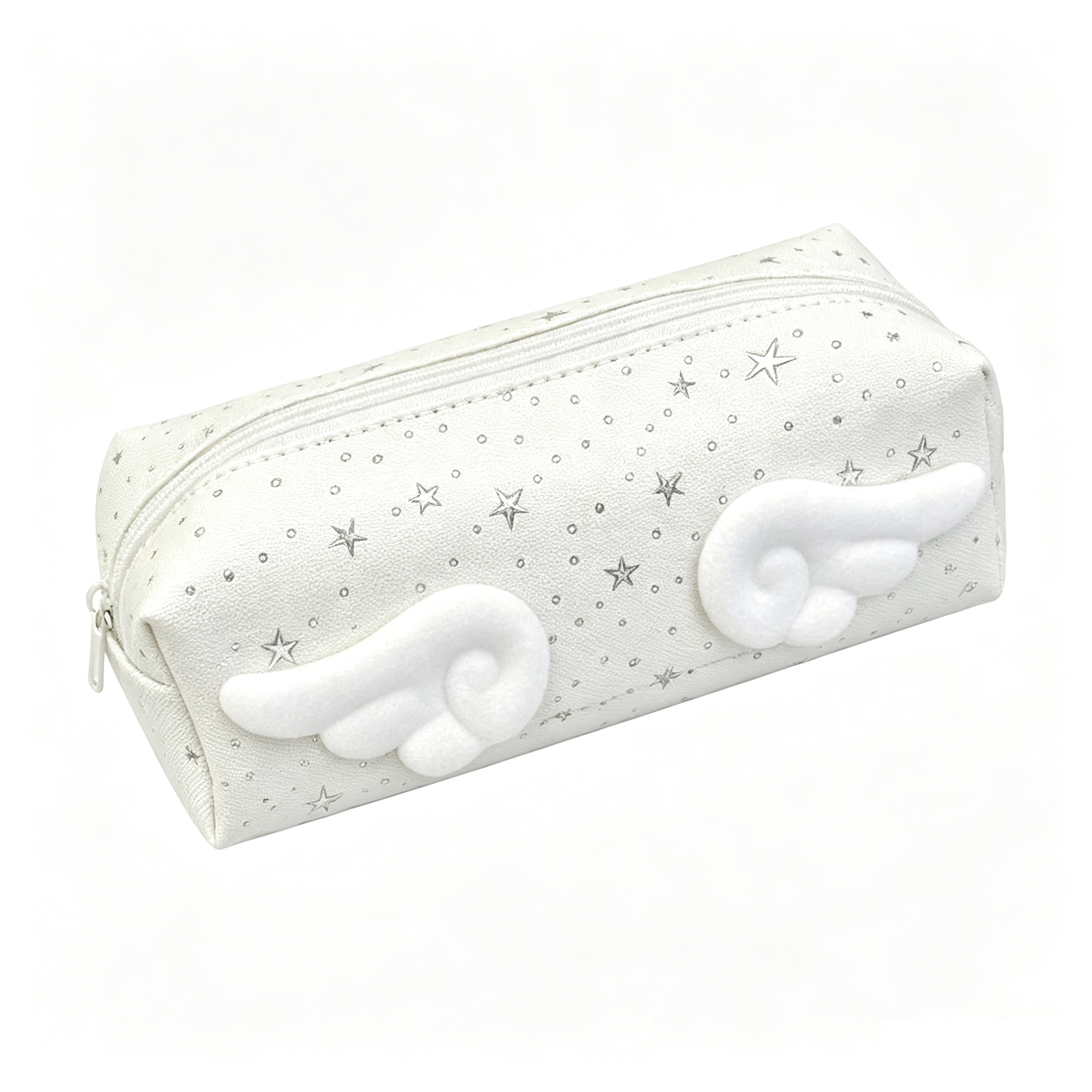 Cute Angel Wings Pencil Case Large Capacity Star Print Pen Pouch Girls School Stationery Bag 3 Colors
