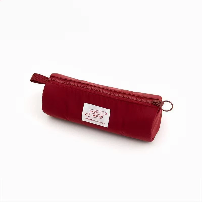 Solid Color Puffy Cylindrical Pen Pouch