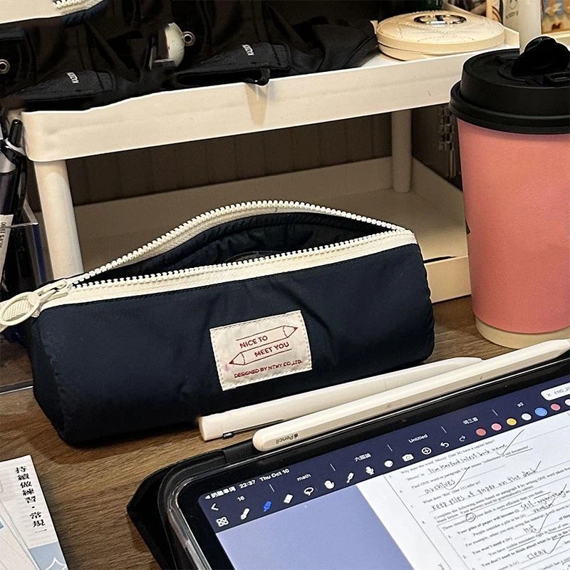 Solid Color Puffy Cylindrical Pen Pouch