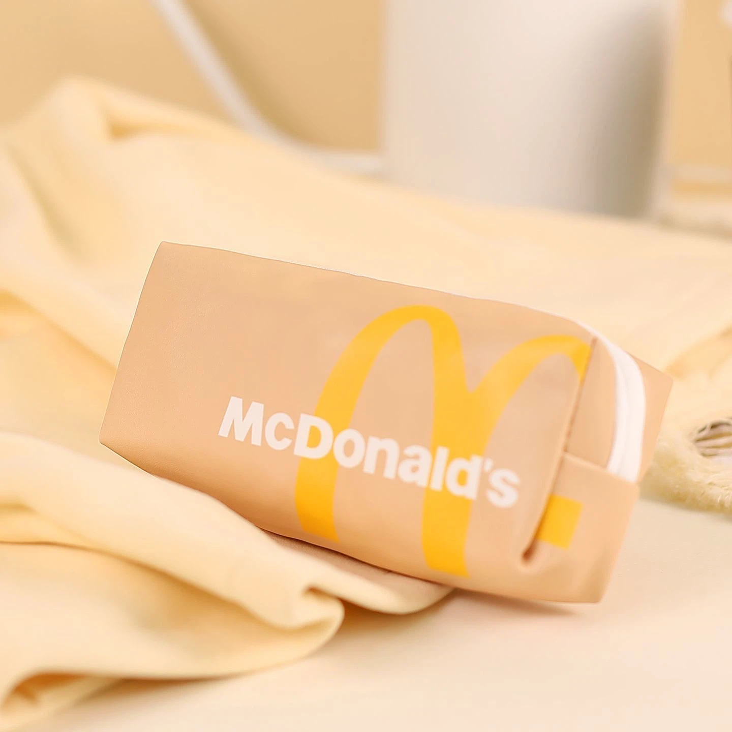 Novelty Fast‑Food Theme Pencil Case, Classic M Logo Large‑Capacity PU Leather Pen / Cosmetic Storage Pouch