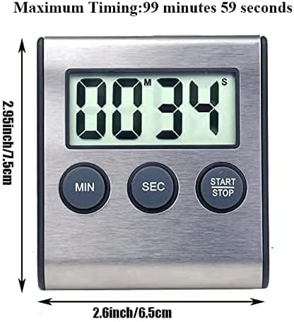 2 Pack Digital Magnetic Countdown Timer with Loud Alarm for Cooking, Baking, Sports Games
