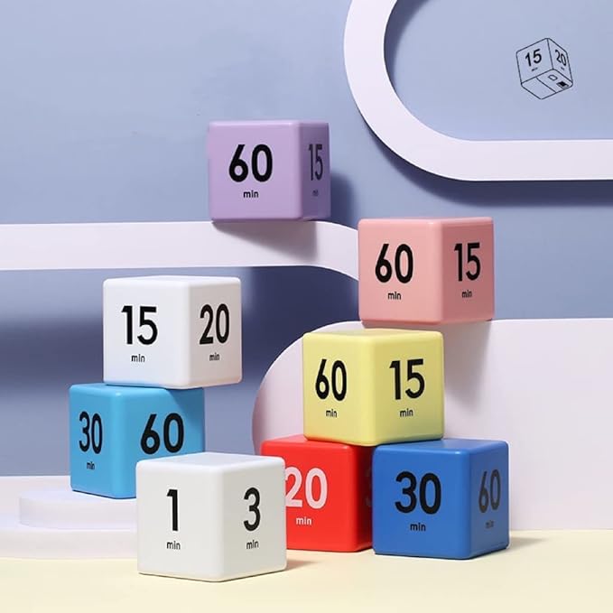Feilifan Cube Timer, Productivity Flip Timer for Classroom Study Kitchen Workout Kids ADHD Countdown 15-20-30-60 Minute Preset, Pink