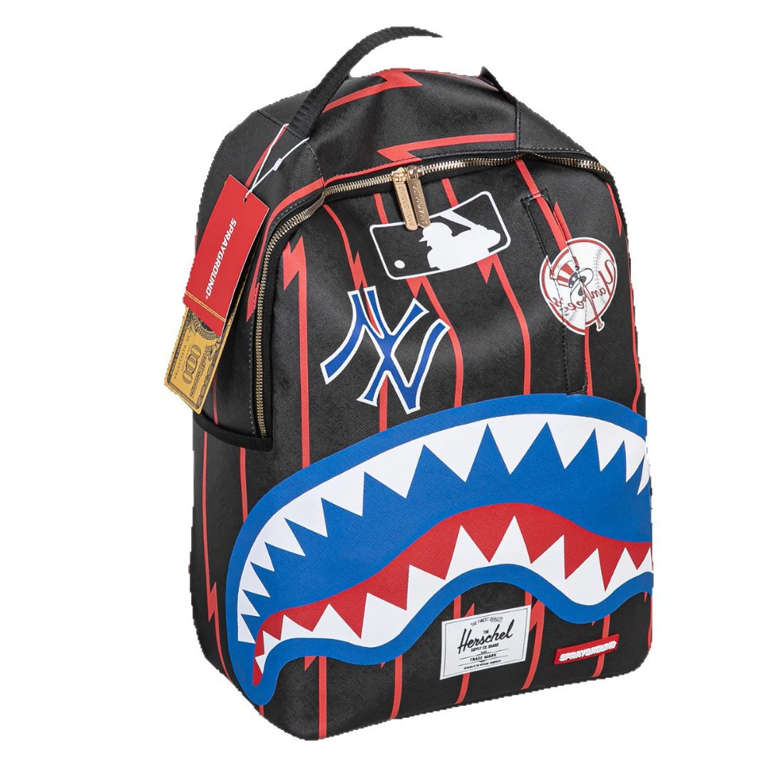 Sprayground Baseball Yankee Shark Mouth Backpack Sports Hip Hop Waterproof Laptop School Bag