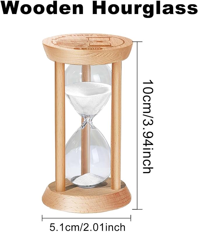 30 Minute Sand Timer Hourglass, 30 Min Wooden Sand Clock, Three Minute Wood Hour Glass, Mini Reloj De Arena， Small Sandglass for Toothbrush Timer, Cooking, Decorative, Work, Game, Gift, White
