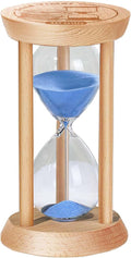 1 Minute Sand Timer, 1 Min Wooden Hourglass, Wood Mini Sand Clock, One Minute Sandglass, Reloj De Arena, Small Hour Glass for Toothbrush Timer, Kitchen, Desk Decor, Work, Game, Gift, Blue