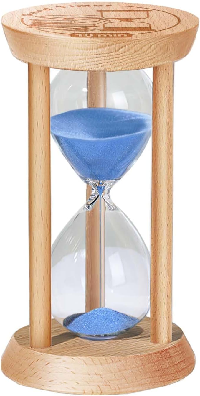 1 Minute Sand Timer, 1 Min Wooden Hourglass, Wood Mini Sand Clock, One Minute Sandglass, Reloj De Arena, Small Hour Glass for Toothbrush Timer, Kitchen, Desk Decor, Work, Game, Gift, Blue