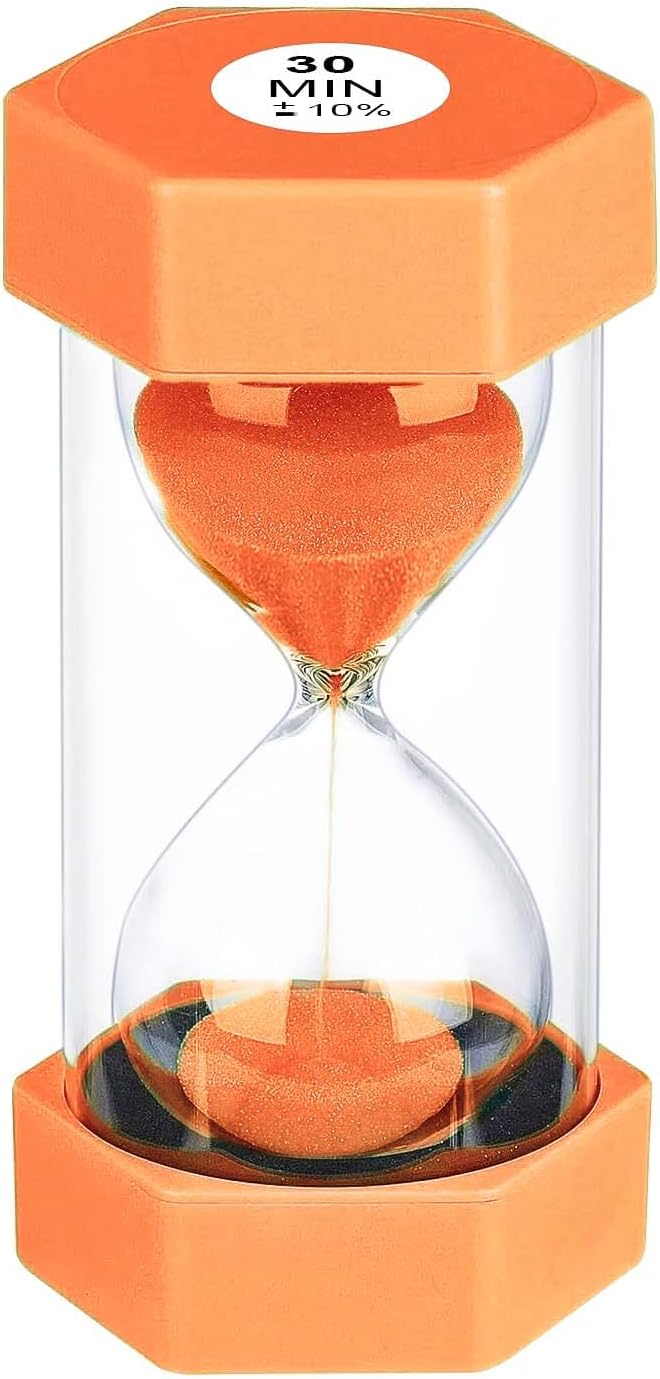 30 Minute Hourglass Sand Timer, Unbreakable Hexagon Sand Clock 30 Min, Reloj De Arena 30 Minutos,Plastic Colorful Hour Glass Sandglass for Classroom Games(Orange)