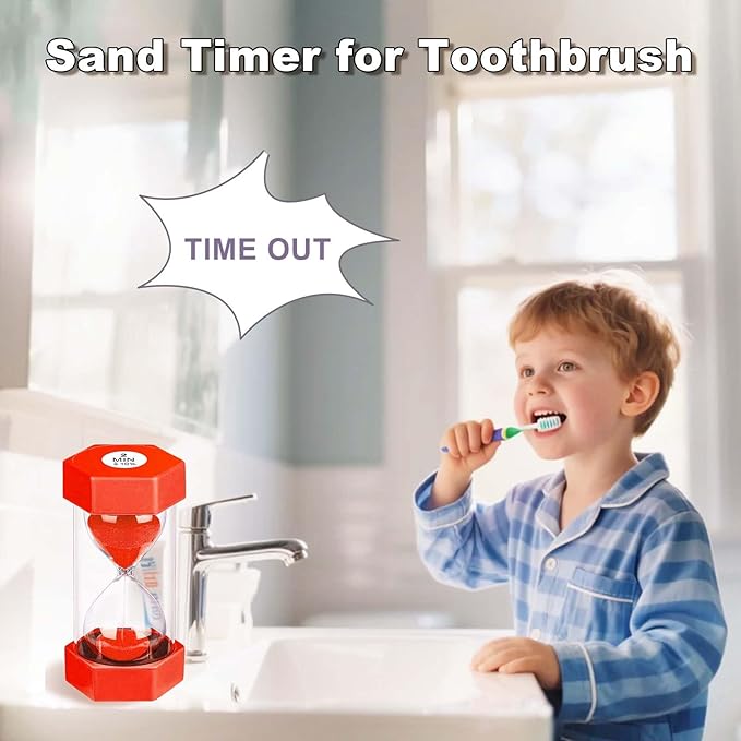 30 Minute Hourglass Sand Timer, Unbreakable Hexagon Sand Clock, Plastic Sand Watch 30 Min, Reloj De Arena 30 Minutos, Colorful Hour Glass Sandglass for Classroom Games(Red)