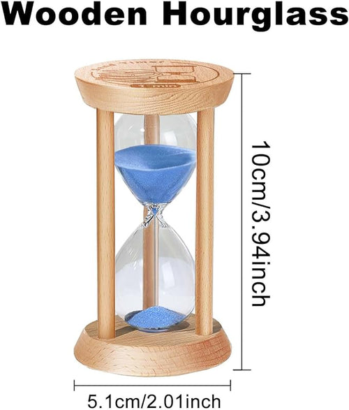 1 Minute Sand Timer, 1 Min Wooden Hourglass, Wood Mini Sand Clock, One Minute Sandglass, Reloj De Arena, Small Hour Glass for Toothbrush Timer, Kitchen, Desk Decor, Work, Game, Gift, Blue