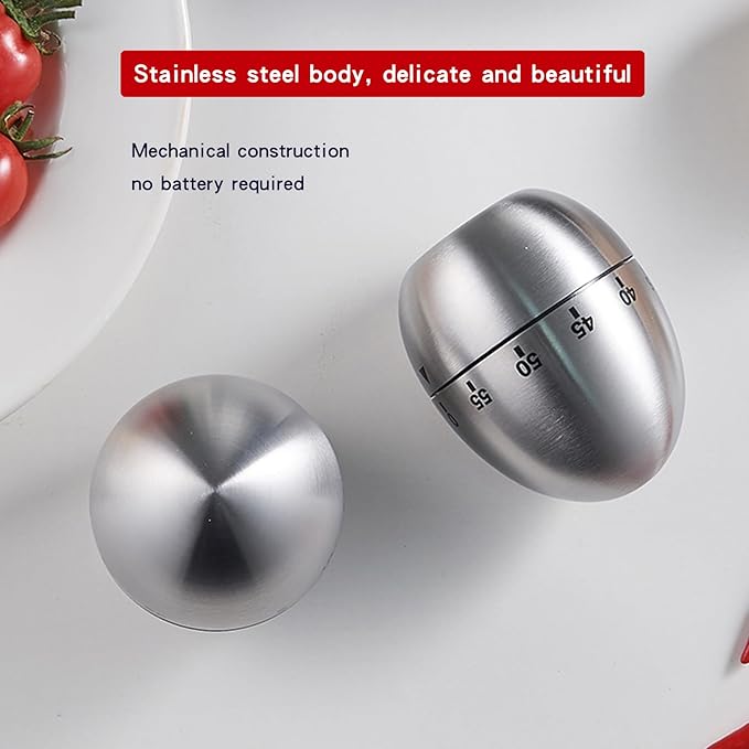 60 Minute Egg Timer, Kitchen Timers for Cooking, Wind Up Timer 0-60 Minutes, Timers for Classroom, Visual Timer for Kids, Mechanical Egg Shape Timer for Saunas and Hard Boiled Eggs (Egg Shape)