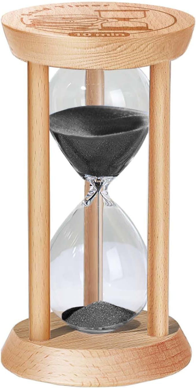 15 Minute Hourglass, 15 Min Wooden Sand Timer, Wood Sand Watch, Ten Minute Mini Hour Glass, Reloj De Arena, Small Sandglass for Toothbrush Timer, Cooking, Decorative, Work, Game, Gift, Black