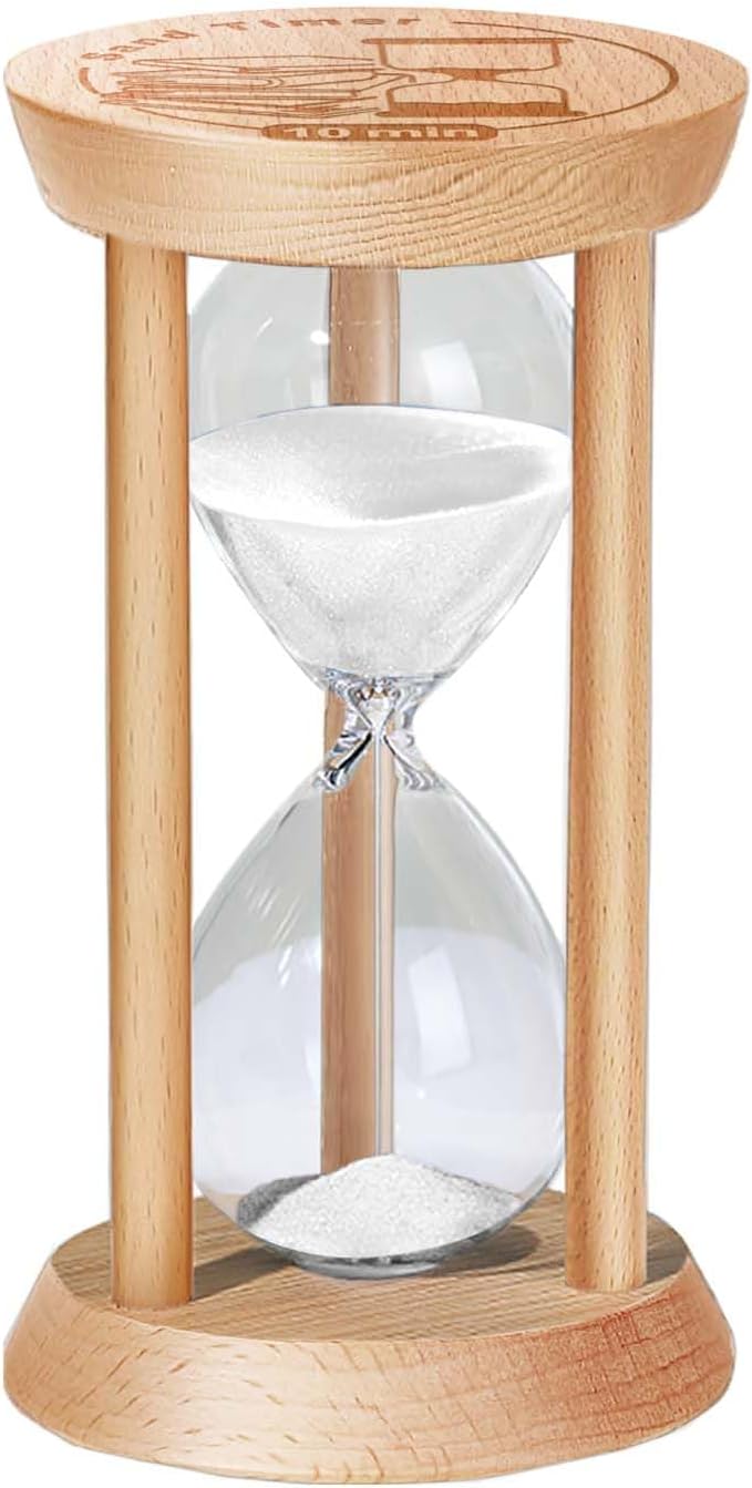30 Minute Sand Timer Hourglass, 30 Min Wooden Sand Clock, Three Minute Wood Hour Glass, Mini Reloj De Arena， Small Sandglass for Toothbrush Timer, Cooking, Decorative, Work, Game, Gift, White