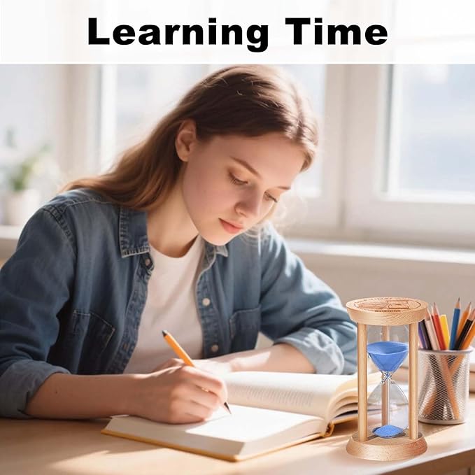 10 Minute Sand Timer, 10 Min Wooden Hourglass, Wood Mini Sand Clock, Ten Minute Sandglass, Reloj De Arena, Hour Glass for Toothbrush Timer, Kitchen, Desk Decor, Work, Game, Gift, Blue