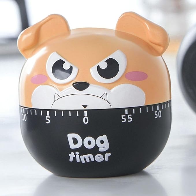 Cute Dog Kitchen Timer Manual Mechanical Rotating Alarm 55 Minutes Countdown Timer