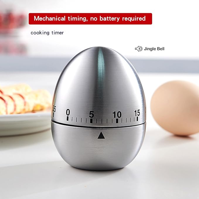 60 Minute Egg Timer, Kitchen Timers for Cooking, Wind Up Timer 0-60 Minutes, Timers for Classroom, Visual Timer for Kids, Mechanical Egg Shape Timer for Saunas and Hard Boiled Eggs (Egg Shape)