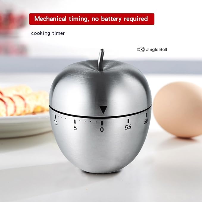 60 Minute Egg Timer, Kitchen Timers for Cooking, Wind Up Timer 0-60 Minutes, Timers for Classroom, Visual Timer for Kids, Mechanical Egg Shape Timer for Saunas and Hard Boiled Eggs (Fruit Shape)