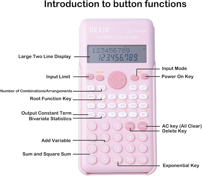 Scientific Calculators for Students, 240 Functions 2-Line Standard Scientific Calculator, Cute School Office Supplies，Math Calculator for School (Purple)