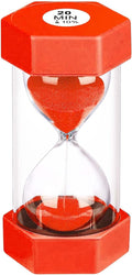 20 Minute Hourglass Sand Timer, Plastic Hexagon Hourglass Sand Clock 20 Min, Reloj De Arena 20 Minutos,Unbreakable Green Hour Glass Sandglass for Classroom Games Kitchen (Red)