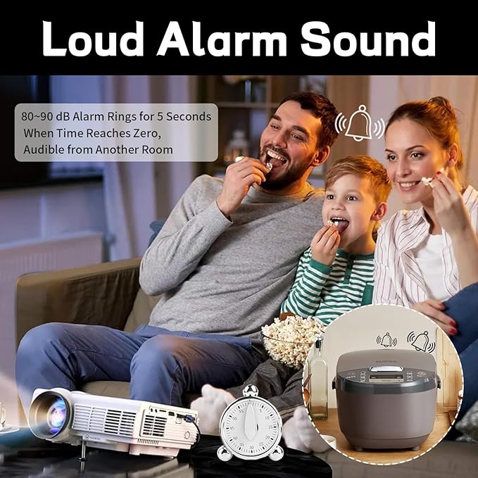 Kitchen Timers for Cooking Seniors 60 Minute Mechanical Kitchen Timer Loud Alarm Clock for Cooking Baking No Batteries Needed Visual Timer Ideal for Kitchen Management Precise Cooking Timing 1 Pack