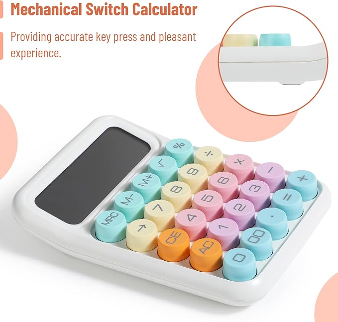 Mr. Pen- Mechanical Switch Calculator, 12 Digit Large LCD Display | Colorful with Big Buttons, Mechanical Switch Calculator for Home, School, Office