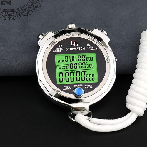 Stopwatch Timer with Back Light Digital Stop Watch 0.001second Timing, Metal 100 Lap Memory,Large dispaly Alarm Clock for Coach Sports Running Marathon Competition