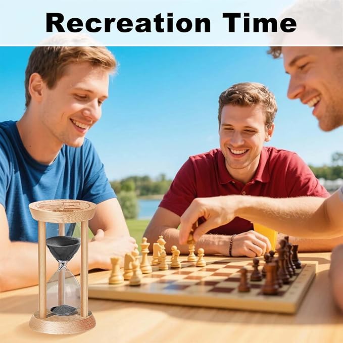 15 Minute Hourglass, 15 Min Wooden Sand Timer, Wood Sand Watch, Ten Minute Mini Hour Glass, Reloj De Arena, Small Sandglass for Toothbrush Timer, Cooking, Decorative, Work, Game, Gift, Black