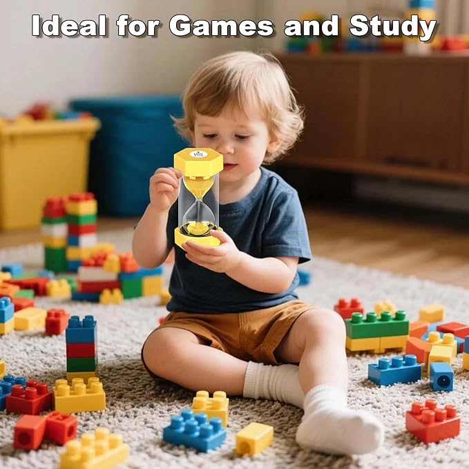 30 Minute Hourglass Sand Timer, Unbreakable Hexagon Sand Clock 30 Min, Reloj De Arena 30 Minutos,Plastic Yellow Hour Glass Sandglass for Classroom Games(Yellow)