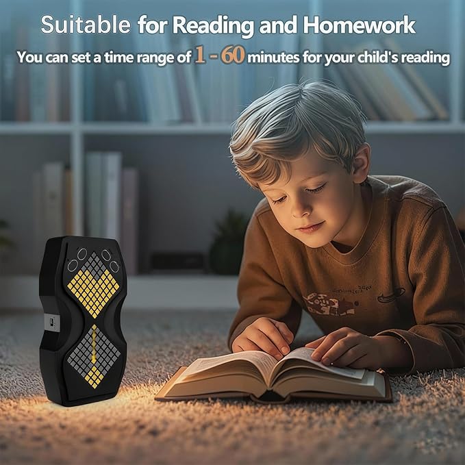 Visual Hourglass Timer, 1-60 Minute Countdown Magnetic Digital Timer, Buzzer Alert & Dimmable Night Light, Sand Timer for Kids Learning, Classroom, Cooking, Fitness,Kitchen(Black)
