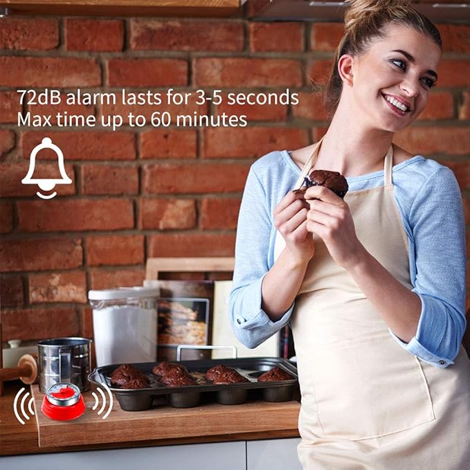 Kitchen Timer, Kitchen Countdown Cooking Timer Reminder No Battery Required Magnetic Time Management Timer Red