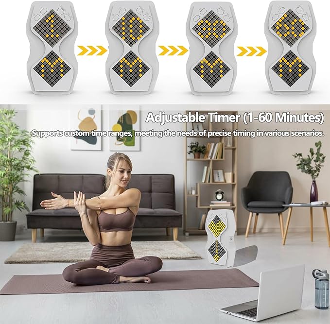 LED Visual Hourglass Timer, 1-60 Minute Countdown with Magnetic Mount, Buzzer Alert & Dimmable Night Light, Sand Timer for Kids Learning, Classroom, Cooking, Chess, Fitness & Baking（White）
