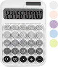 Mechanical Switch Calculator with Big Buttons, Calculators Desktop | 12 Digits, Solar Battery Power, Desk Calculator, Large LCD Display, Cute White Calculators for Teachers Students Basic Office