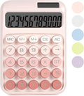 Mechanical Switch Calculator with Big Buttons, Calculators Desktop | 12 Digits, Solar Battery Power, Desk Calculator, Large LCD Display, Cute Pink Calculators for Teachers Students Basic Office