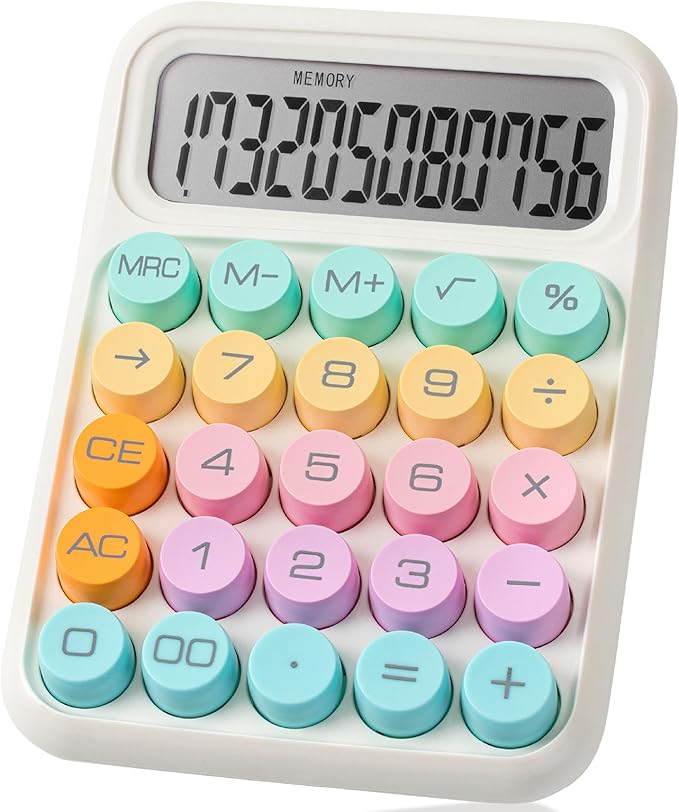 Mr. Pen- Mechanical Switch Calculator, 12 Digit Large LCD Display | Colorful with Big Buttons, Mechanical Switch Calculator for Home, School, Office