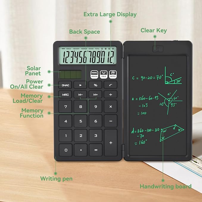 Desk Calculator with Erasable LCD Notepad Calculators ROATEE Desktop Basic Calculators for Middle School Cute Pocket Simple Calculator Office Desk Accessories Supplies Home Office Essential Big Button
