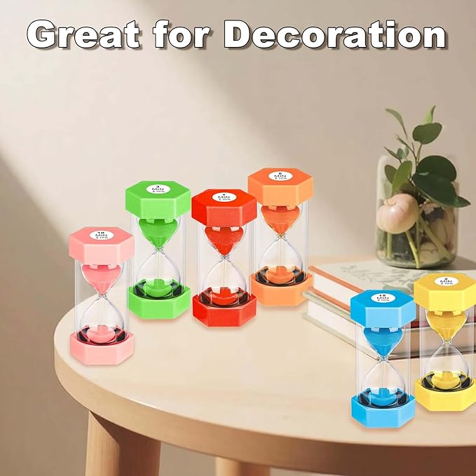 5 Minute Hourglass Sand Timer, Plastic Hexagon Hourglass Sand Clock 5 Min, Reloj De Arena 5 Minutos,Unbreakable Green Hour Glass Sandglass for Classroom Games Kitchen (Green)