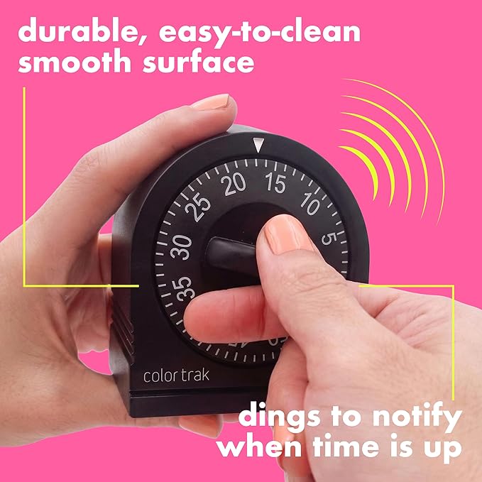 60 Minute Wind Up Timer (2 Pack) Visual Mechanical Timer, from 0 to 60 Minutes, for Kitchen, Hair Color Processing, Tanning Time, Kids' Home and Classroom Activities or Timeouts, Black