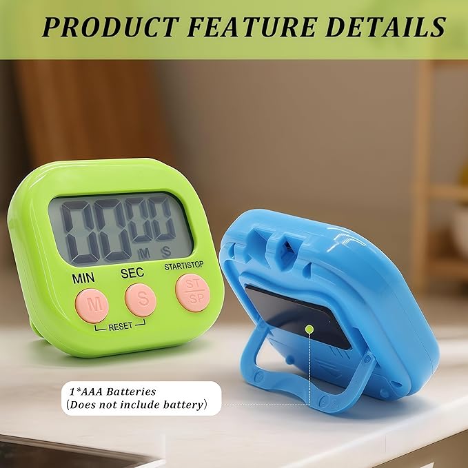 16 Pack Multi-Function Electronic Timer - Kitchen Timer,Magnetic Digital Timers,Big LCD Display, ON/Off Switch,Extensively Use in Cooking,Gym, Meeting, Classroom,Kitchen,Study,Work,Outdoor Activities