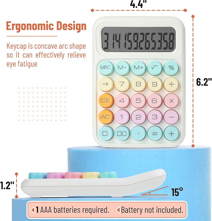 Mr. Pen- Mechanical Switch Calculator, 12 Digit Large LCD Display | Colorful with Big Buttons, Mechanical Switch Calculator for Home, School, Office