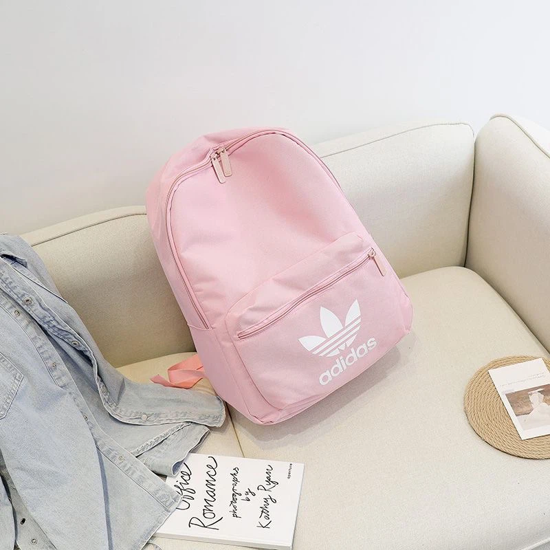 Light Pink Trefoil Logo Backpack Girls Women Student Travel School Bag