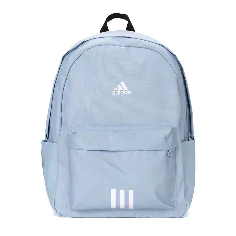 Light Blue 3‑Stripes Backpack Unisex Sports Student Travel Laptop Bag