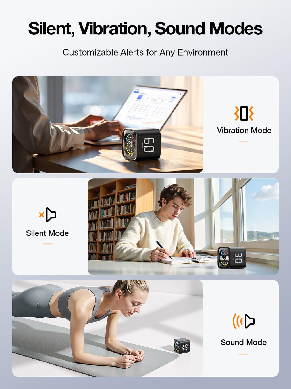 Pomodoro Timer Cube – Smart Focus Timer with Presets, Custom Countdown & Silent Vibration Alerts for Productivity