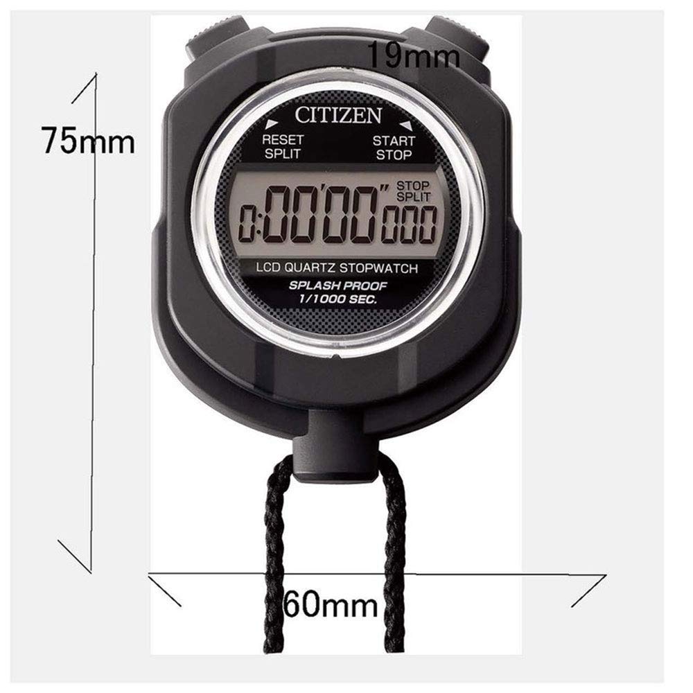 RHYTHM Citizen 8RDA55-002 电子秒表 防雨防水 黑色 运动训练计时器