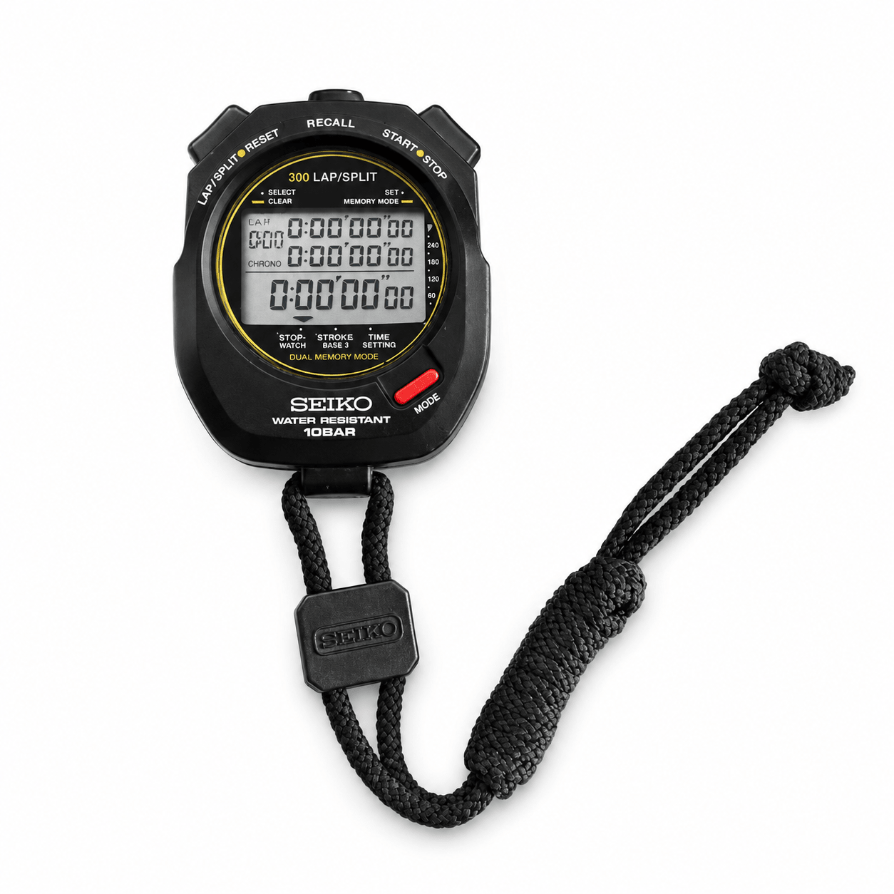 SEIKO 专业游泳训练防水秒表 SVAS009 300圈记忆 10bar防水 三行显示 1/100秒计时
