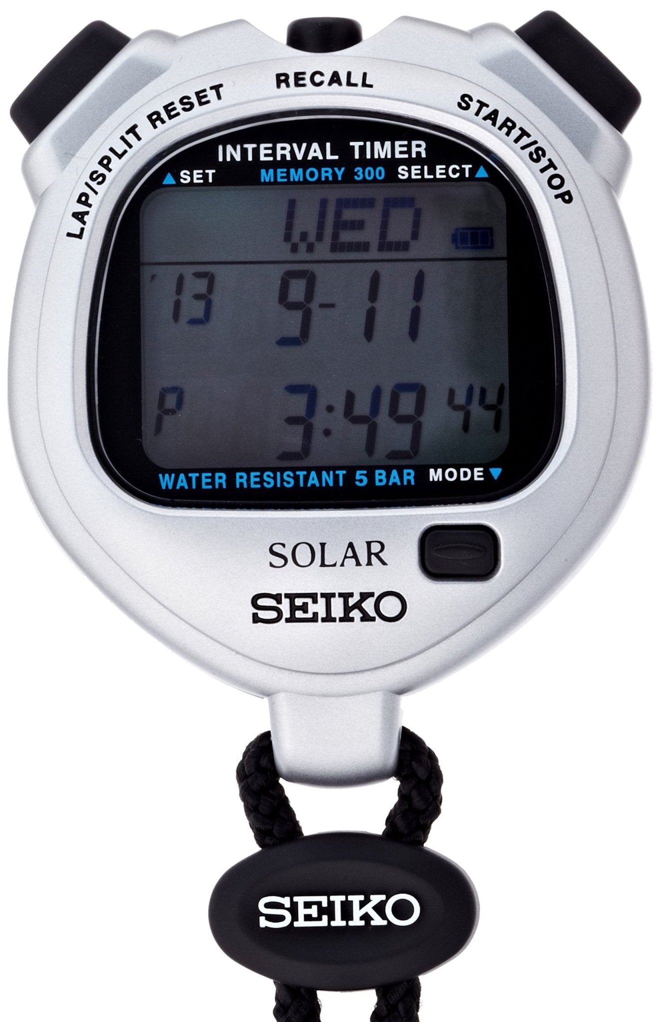 Seiko 太阳能间隔计时器 运动秒表 SVAJ101 银色轻薄无需换电池