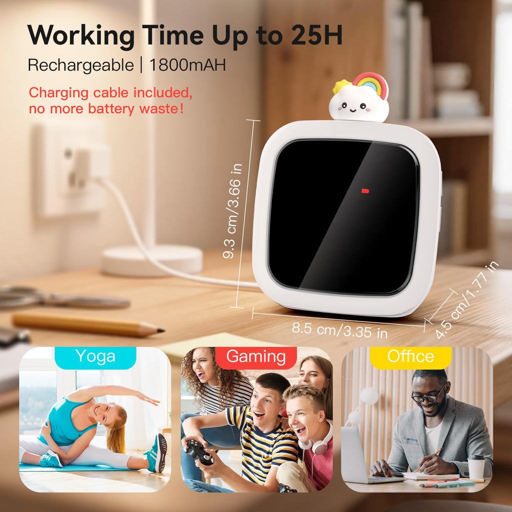 Yunbaoit Digital Visual Timer for Kids — 99-Minute Silent Countdown, 19 Ringtones, Rechargeable