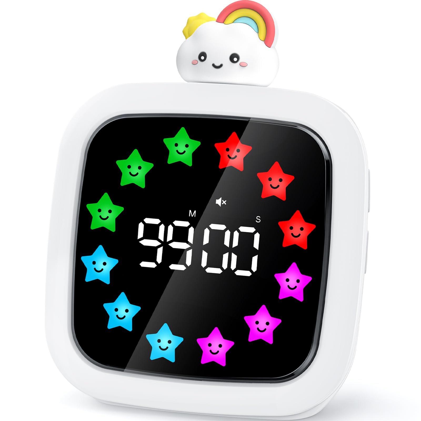 Yunbaoit Digital Visual Timer for Kids — 99-Minute Silent Countdown, 19 Ringtones, Rechargeable